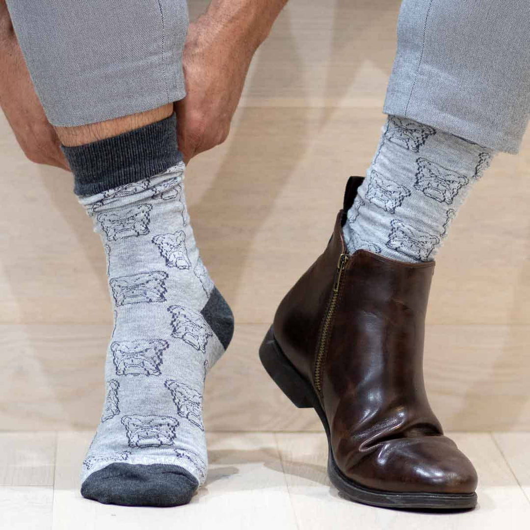 Men's Bulldog Face Socks Gray/Charcoal One Size