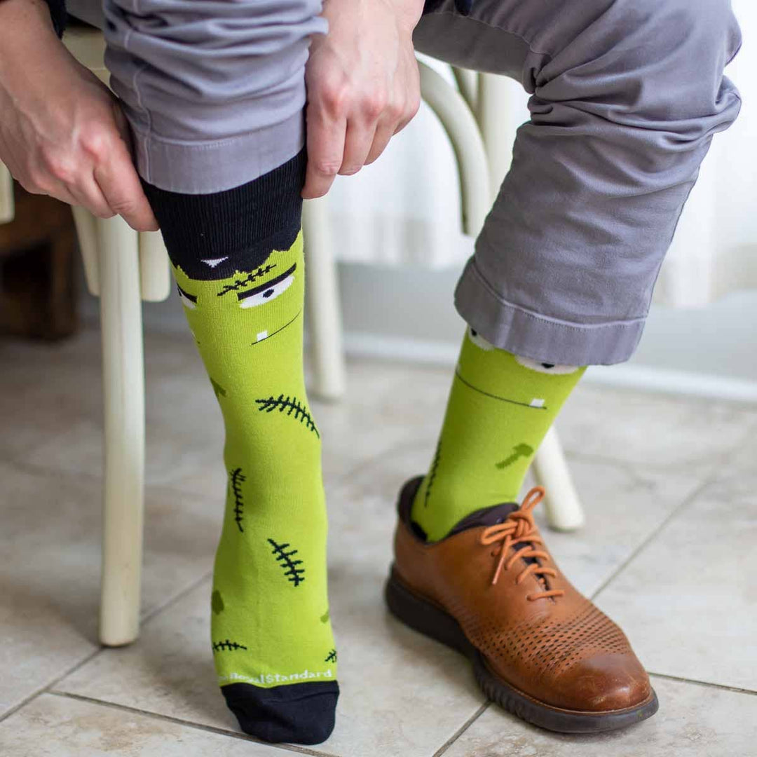 Men's Frankenstein Socks Green/Black One Size