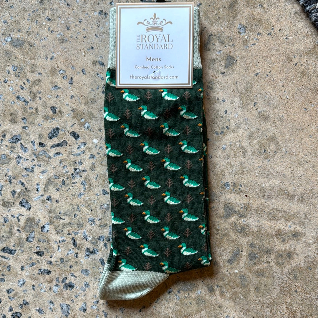 Men's Duck Socks Hunter Green/Taupe One Size