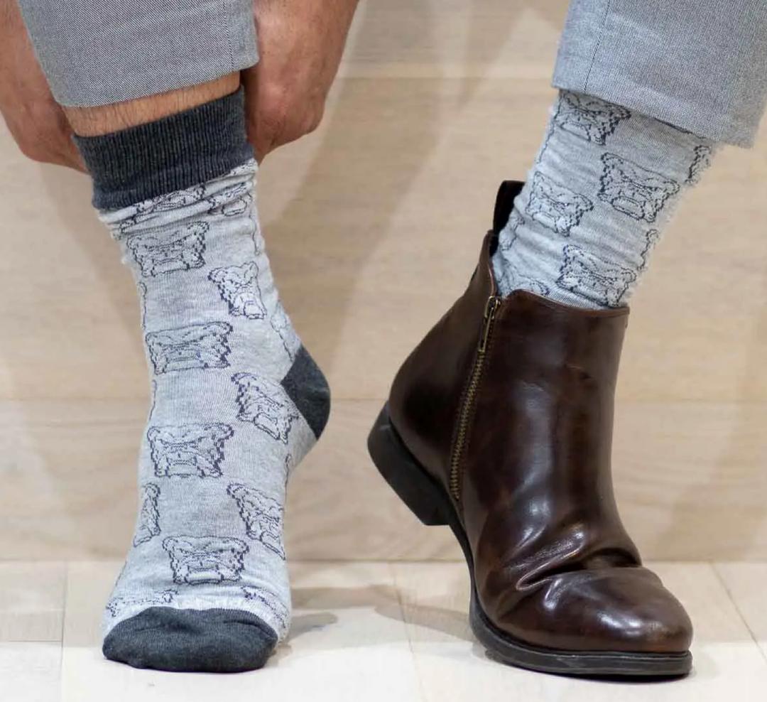 Men's Bulldog Face Socks One Size