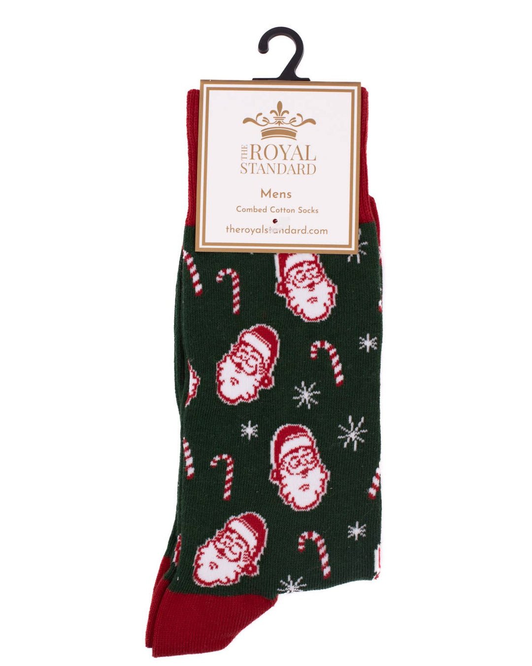 Men's Candy Cane Christmas Socks Dark Green One Size