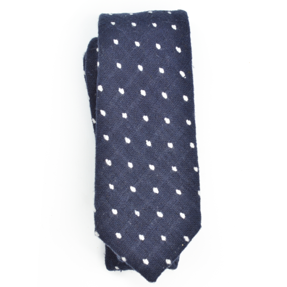 Navy Textured Polke Dots Tie