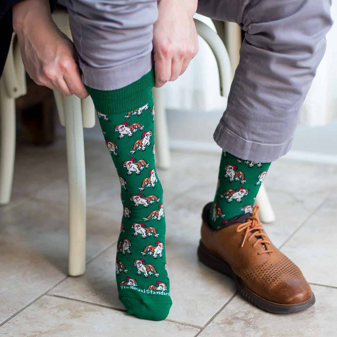 Men's St. Nick Bulldog Socks Green/Brown One Size