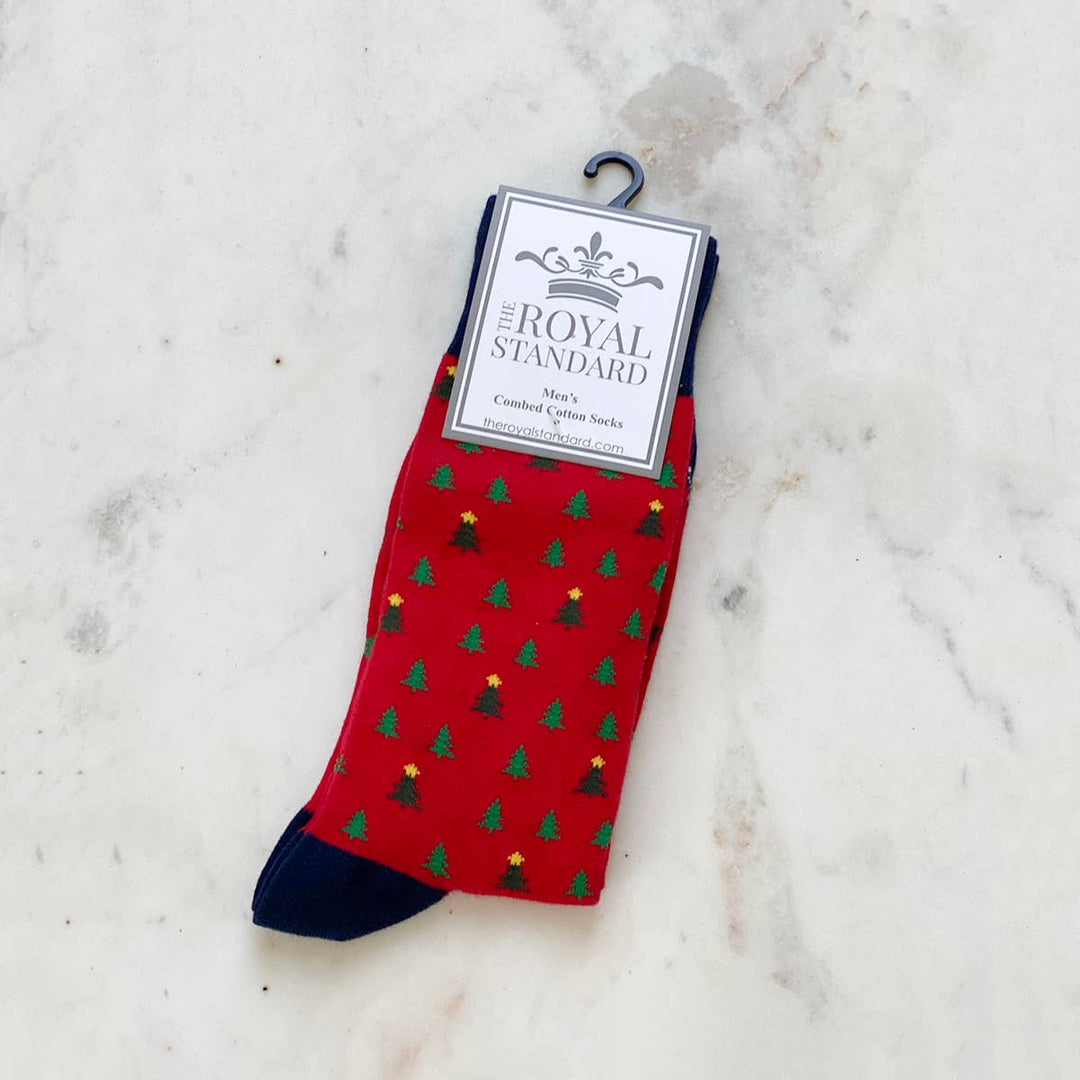 Men's Christmas Fir Socks Red/Navy One Size