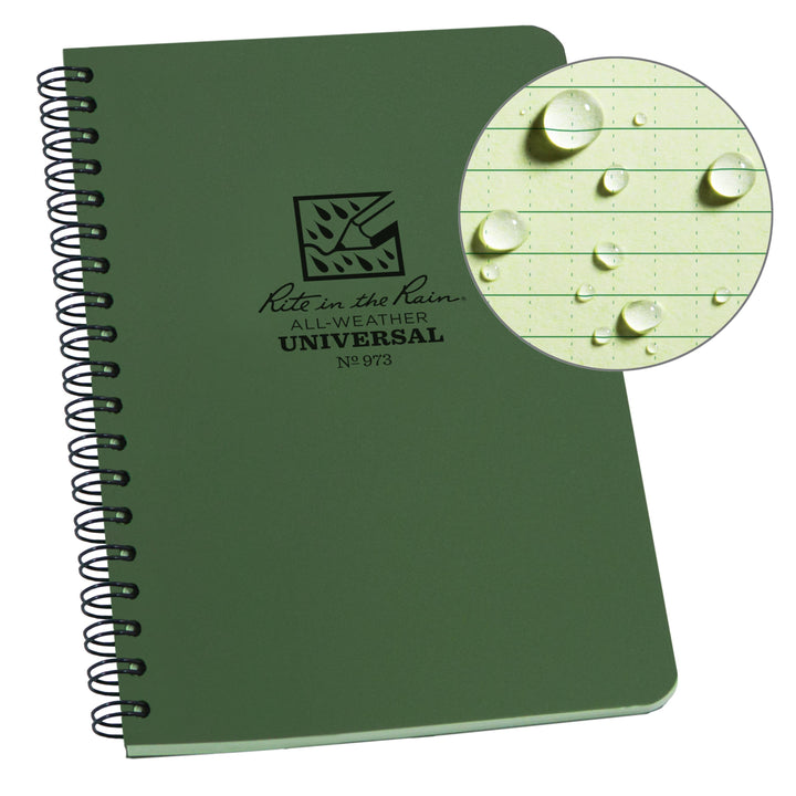 Rite in the Rain 4.625" x 7" Side Spiral Notebook, Green