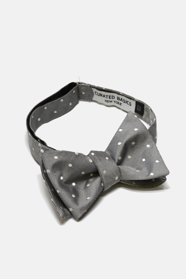 Grey Polka Dots Bow Tie