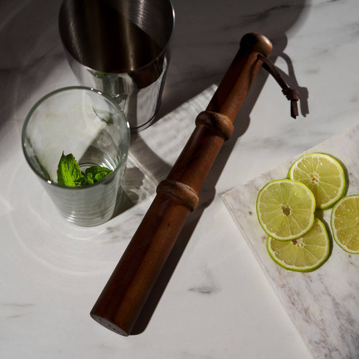 Viski Professional 12inch Acacia Wood Muddler w Hang Strap