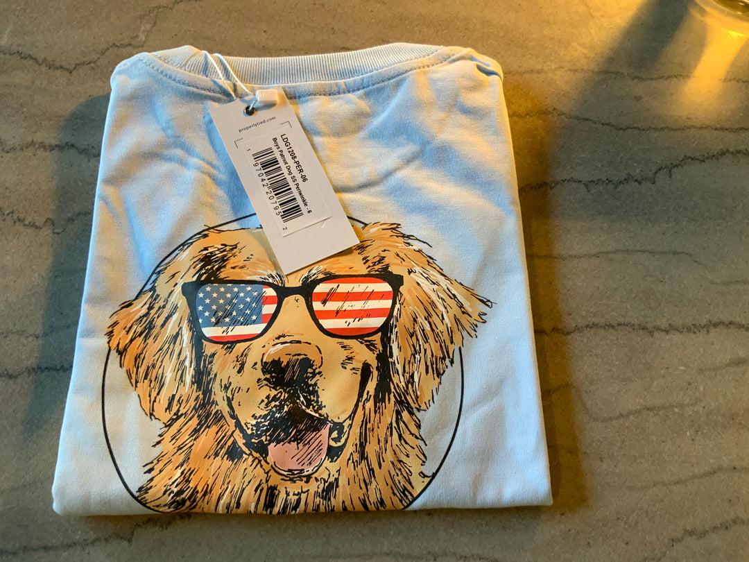Boys Patriot Dog SS Periwinkle
