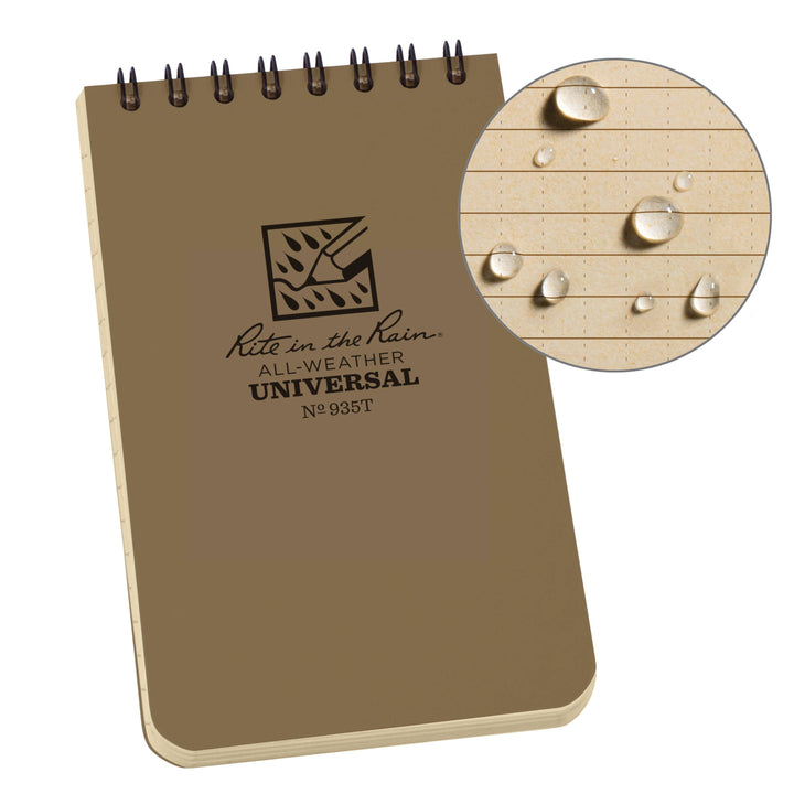 Rite in the Rain 3" x 5" Top Spiral Notebook, Tan