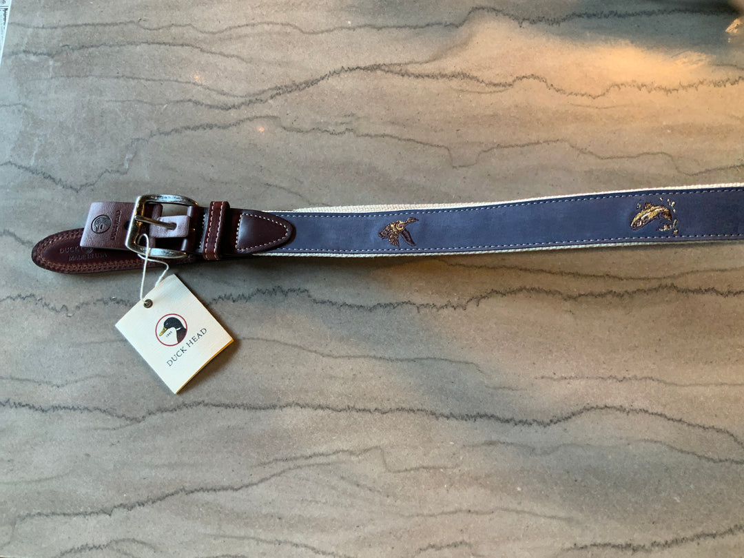 Embroidered Nubuck Leather Belt