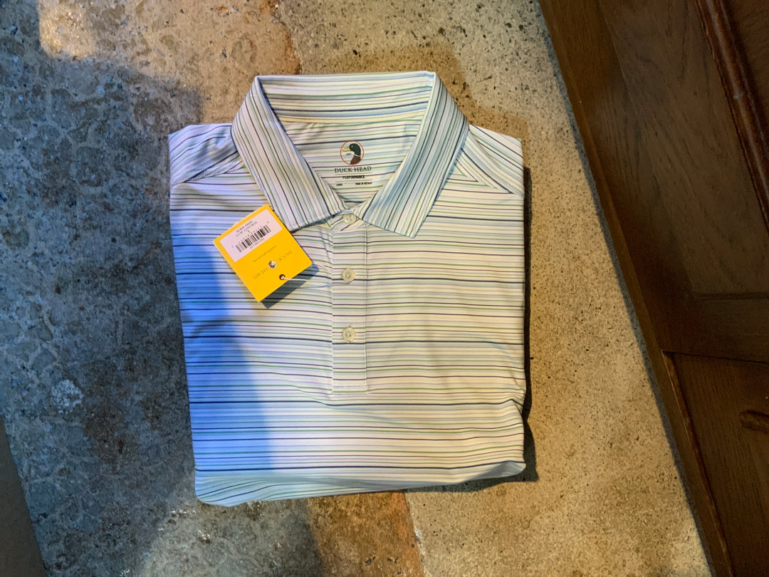 Serenity Blue/Green SS Performance Duck Head Polo