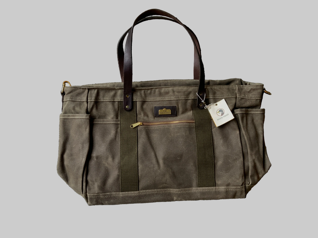 Field Brown Waxed Canvas Large Tote