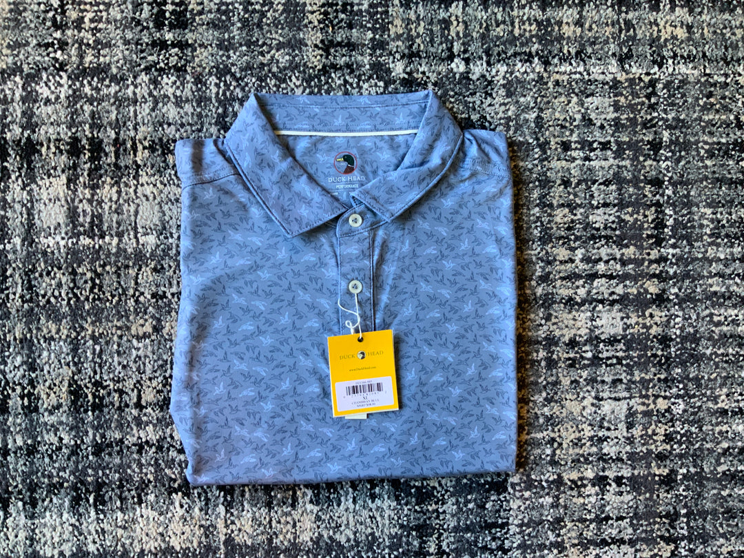 Chambray Blue SS Performance Duck Head Polo