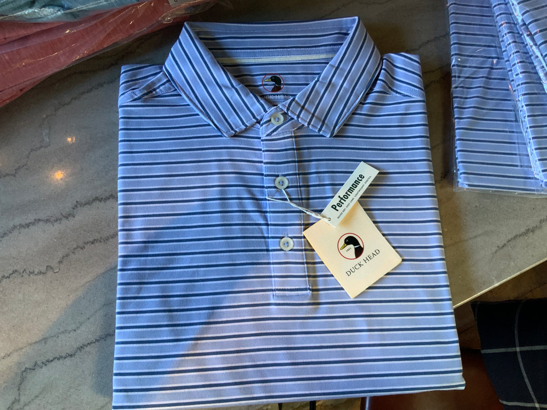 Serenity Blue/White SS Performance Duck Head Polo