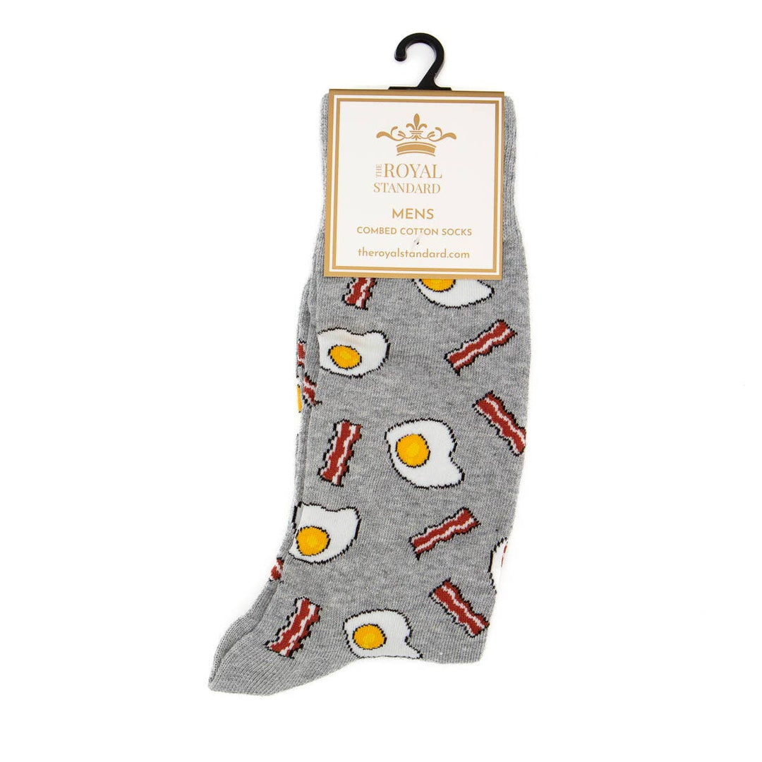 Men's Bacon and Eggs Socks   Gray/Red/White  One Size