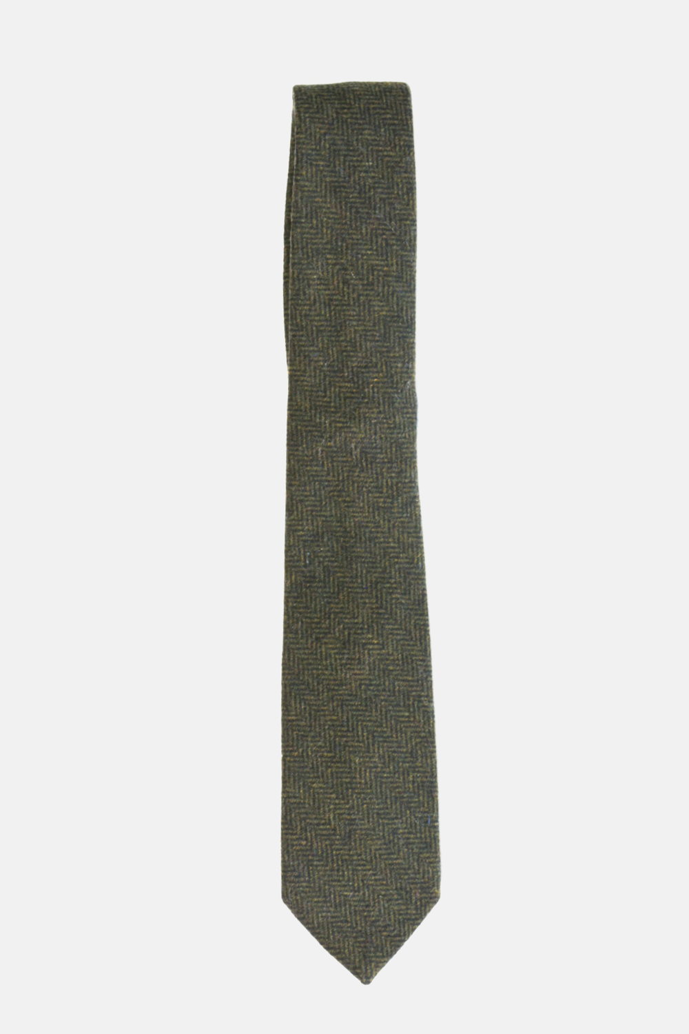 Dark Green Herringbone Wool Tie