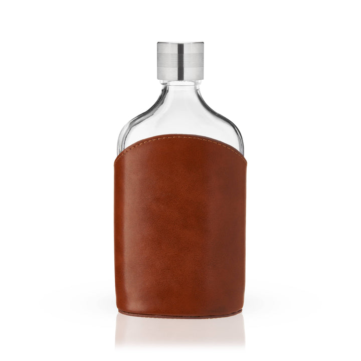 Parker Leather-Wrapped Glass Flask