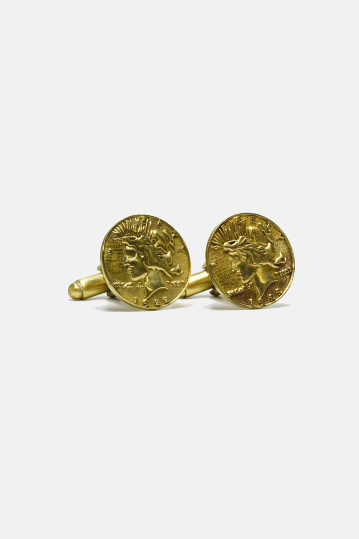 Brass Peace Dollar Coin Cufflinks