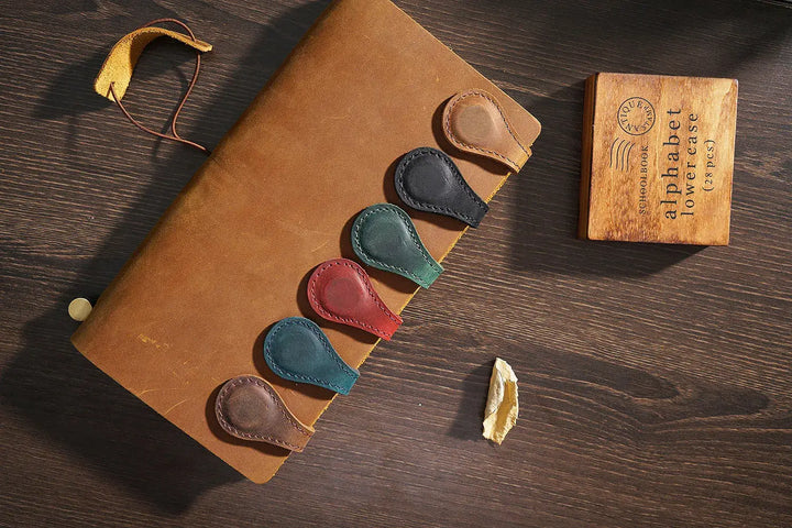 Leather Magnetic Bookmark, Handmade Leather Book mark